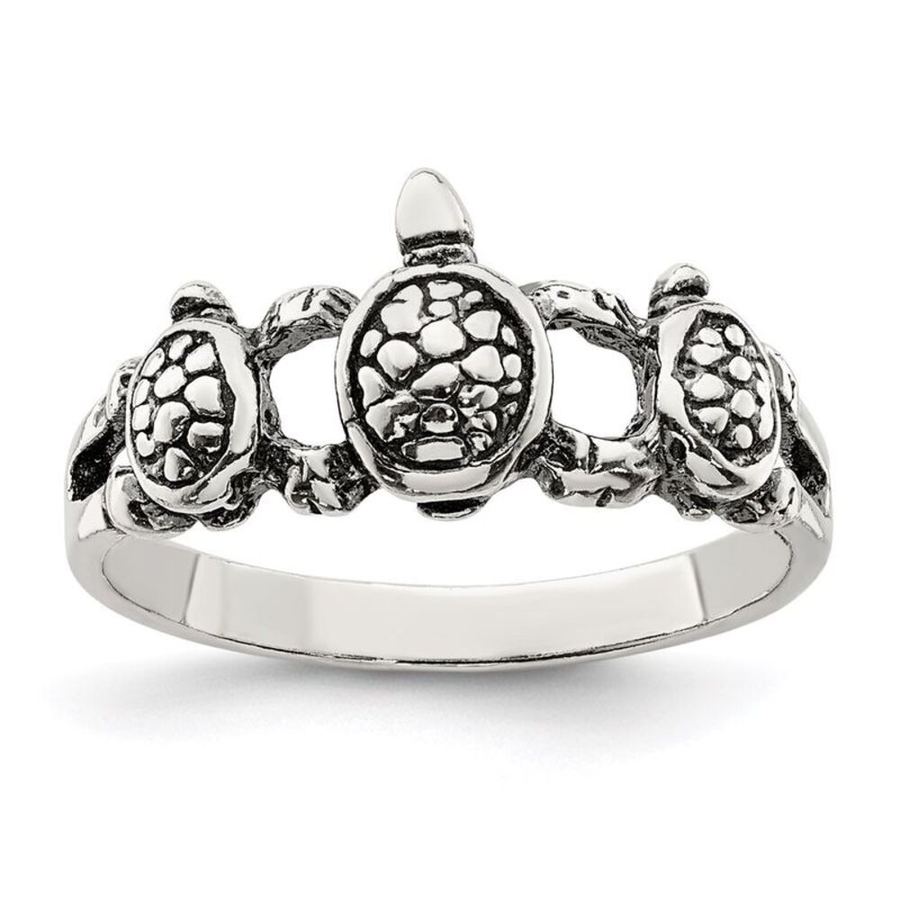 Kazi Luxury Sterling Silver Antiqued Turtle Ring - image 1